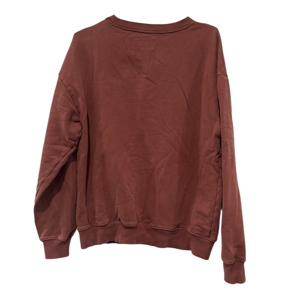 Offline by Aerie Dark Oversized Pinkish/Maroon Sweatshirt “Too Cold To Go Out” - Picture 3 of 5